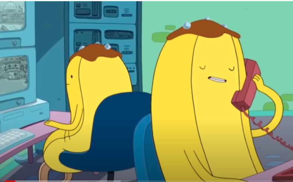 Imagem de um guarda-banana, do desenho animado “Hora da aventura”